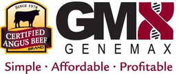 SINCE 1978 CERTIFIED ANGUS BEEF BRAND GMX GENEMAX SIMPLE · AFFORDABLE · PROFITABLE trademark