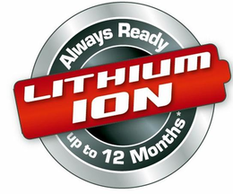 LITHIUM ION ALWAYS READY UP TO 12 MONTHS trademark