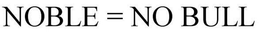 NOBLE = NO BULL trademark
