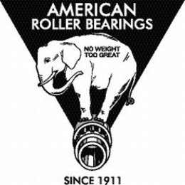 AMERICAN ROLLER BEARINGS NO WEIGHT TOO GREAT SINCE 1911 trademark