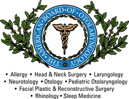THE · AMERICAN · BOARD · OF · OTOLARYNGOLOGY · ALLERGY · HEAD & NECK SURGERY · LARYNGOLOGY · NEUROTOLOGY · OTOLOGY · PEDIATRIC OTOLARYNGOLOGY · FACIAL PLASTIC & RECONSTRUCTIVE SURGERY · RHINOLOGY · SLEEP MEDICINE trademark