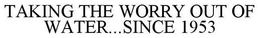 TAKING THE WORRY OUT OF WATER...SINCE 1953 trademark