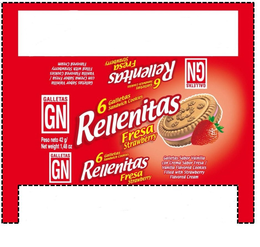 GALLETAS GN RELLENITAS FRESA STRAWBERRY6GALLETAS SANDWICH COOKIES GALLETAS SABOR VANILLA CON CREMA SABOR FRESHA/VANILLA FLAORED COOKIES FILLED WITH STRAWBERRY FLAVORED CREAM trademark