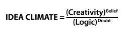 IDEA CLIMATE = (CREATIVITY) BELIEF / (LOGIC) DOUBT trademark