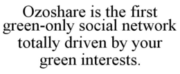 OZOSHARE IS THE FIRST GREEN-ONLY SOCIAL NETWORK TOTALLY DRIVEN BY YOUR GREEN INTERESTS. trademark