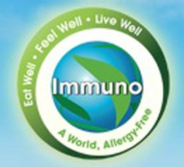 IMMUNO EAT WELL · FEEL WELL · LIVE WELL A WORLD, ALLERGY-FREE trademark