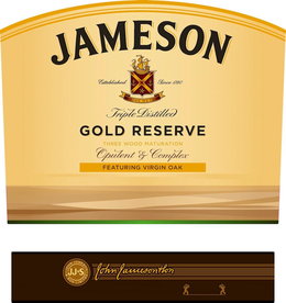 JAMESON ESTABLISHED SINCE 1780 SINE METU TRIPLE DISTILLED GOLD RESERVE THREE WOOD MATURATION OPULENT & COMPLEX FEATURING VIRGIN OAK JOHN JAMESON & SON LIMITED JJ&S JOHN JAMESON & SON trademark