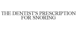 THE DENTIST'S PRESCRIPTION FOR SNORING trademark