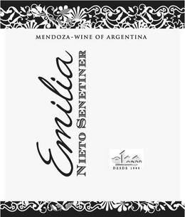 MENDOZA-WINE OF ARGENTINA EMILIA NIETO SENETINER DESDE trademark