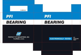 PFI BEARING ELECTRONICALLY TESTED PFI trademark