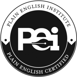 PEI PLAIN ENGLISH INSTITUTE PLAIN ENGLISH CERTIFIED trademark