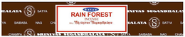SATYA RAIN FOREST INCENSE, MFRS.: SHRINIVAS SUGANDHALAYA, SATYA, SATYA INIVAS S, NAG CHA HALAYA , SRINIVAS SUGANDHALAYA SATYA SAIBAB, S trademark