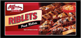 AUNT BESSIE'S EST. 1958 FINEST QUALITY MEATS RIBLETS PORK RIBLETS GREAT APPETIZER OR ENTREE! trademark