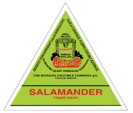 SALAMANDER TRADE MARK THE MORGAN CRUCIBLE COMPANY PLC. TRADE MARK READY ANNEALED YA RECOCIDO. GIARICOTTO MORGAN ENGLAND BEREITS VORGEWÄRMT UND AUSGEGLÜHT. 3AKAAEHHBIE EHHBIE DEJA RECUIT SALAMANDER trademark