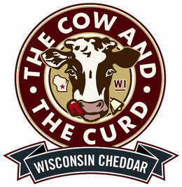 · THE COW AND · THE CURD WISCONSIN CHEDDAR WI trademark