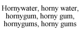 HORNYWATER, HORNY WATER, HORNYGUM, HORNY GUM, HORNYGUMS, HORNY GUMS trademark
