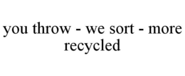 YOU THROW - WE SORT - MORE RECYCLED trademark