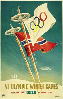 VI OLYMPIC WINTER GAMES 14.-25. FEBRUARY OSLO NORWAY 1952 DE VI. OLYMPISKE VINTRLEKER OSLO 1952 KNUT YRAN trademark