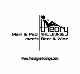 THEORY NAIL LOUNGE MANI & PEDI MEETS BEER & WINE WWW.THEORYNAILLOUNGE.COM trademark