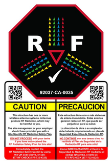 RF, CAUTION, PRECAUCION trademark