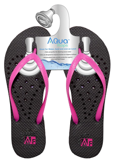 AF AQUA FLOPS GREAT FOR WATER, SAND AND EVEN ON LAND! · HOLES ARE PERFECT FOR DRAINING EXCESS WATER · SOLES ARE DESIGNED TO IMPROVE TRACTION ON SLIPPERY SURFACES · ANTIMICROBIAL HELPS PROVIDE PROTECTION AGAINST ODORS AND FOOT FUNGUS trademark