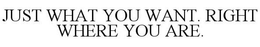 JUST WHAT YOU WANT. RIGHT WHERE YOU ARE. trademark