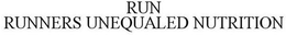RUN RUNNERS UNEQUALED NUTRITION trademark