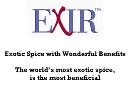 EXIR EXOTIC SPICE WITH WONDERFUL BENEFITS THE WORLD'S MOST EXOTIC SPICE, IS THE MOST BENEFICIAL trademark