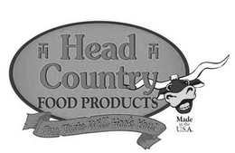 HEAD COUNTRY FOOD PRODUCTS ONE TASTE WILL HOOK YOU! MADE IN THE USA HT trademark