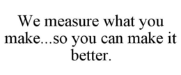 WE MEASURE WHAT YOU MAKE...SO YOU CAN MAKE IT BETTER. trademark