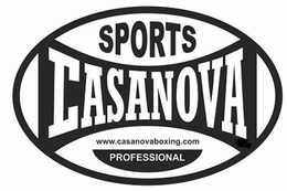 SPORTS CASANOVA WWW.CASANOVABOXING.COM PROFESSIONAL trademark