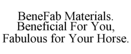 BENEFAB MATERIALS. BENEFICIAL FOR YOU, FABULOUS FOR YOUR HORSE. trademark