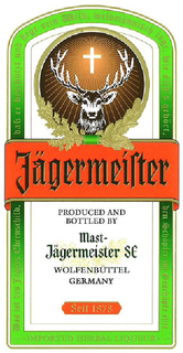 JÄGERMEISTER PRODUCED AND BOTTLED BY MAST-JÄGERMEISTER SE WOLFENBÜTTEL GERMANY SEIT 1878 trademark