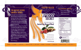 EMPRESS' SECRET, ANCIENT AGE-RENEWAL BLEND, RADIANT HEALTH, ALL NATURAL TREASURE, 5000 YEARS OF HERBAL WISDOM, UNLOCK HEALTH VITALITY LONGEVITY SECRET trademark
