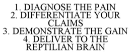 1. DIAGNOSE THE PAIN 2. DIFFERENTIATE YOUR CLAIMS 3. DEMONSTRATE THE GAIN 4. DELIVER TO THE REPTILIAN BRAIN trademark