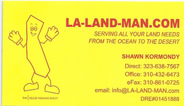 LA-LAND-MAN.COM SERVING ALL YOUR LAND NEEDS FROM THE OCEAN TO THE DESERT trademark