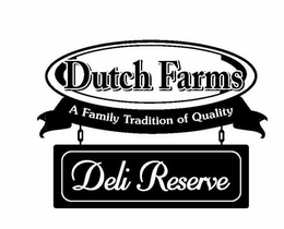 DUTCH FARMS A FAMILY TRADITION OF QUALITY DELI RESERVE trademark