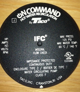 ON COMMAND HOT WATER RECIRCULATION BY TACO trademark