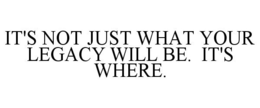 IT'S NOT JUST WHAT YOUR LEGACY WILL BE. IT'S WHERE. trademark