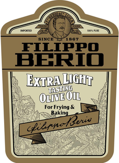 IMPORTED FROM ITALY F. PO BERIO & CO. LUCCA TRADE MARK 100% PURE ALL NATURAL SINCE 1867 FILIPPO BERIO EXTRA LIGHT TASTING OLIVE OIL FOR FRYING & BAKING FILIPPO BERIO trademark