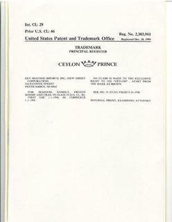 CEYLON PRINCE trademark