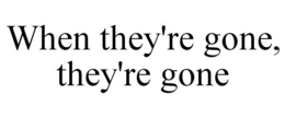 WHEN THEY'RE GONE, THEY'RE GONE trademark