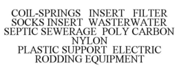 COIL-SPRINGS INSERT FILTER SOCKS INSERT WASTERWATER SEPTIC SEWERAGE POLY CARBON NYLON PLASTIC SUPPORT ELECTRIC RODDING EQUIPMENT trademark