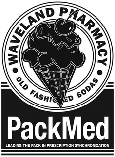 WAVELAND PHARMACY OLD FASHIONED SODAS PACKMED LEADING THE PACK IN PRESCRIPTION SYNCHRONIZATION trademark