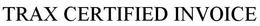 TRAX CERTIFIED INVOICE trademark