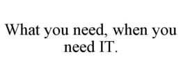 WHAT YOU NEED, WHEN YOU NEED IT. trademark