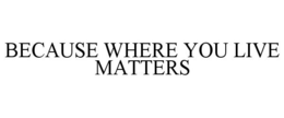 BECAUSE WHERE YOU LIVE MATTERS trademark