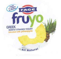 FAGE #1 YOGURT IN GREECE FAGE FRUYO GREEK NONFAT STRAINED YOGURT BLENDED WITH PINEAPPLE ALL NATURAL trademark