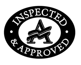 A INSPECTED · & APPROVED · trademark