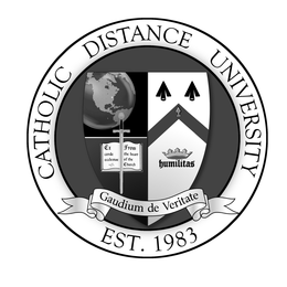 CATHOLIC DISTANCE UNIVERSITY EST. 1983 GAUDIUM DE VERITATE EX CORDE ECCLESIAE FROM THE HEART OF THE CHURCH HUMILITAS trademark